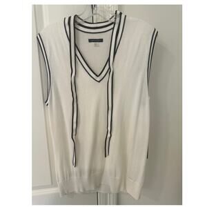 Tommy Hilfiger Vest Women XL Cream Navy Trim Suit NWT